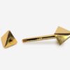 14K Real Gold 3 Side Pyramid Cone Barbell Piercing, Nipple Jewelry, Barbell Earrings - 14G Body Jewellery Straight Barbell Stud