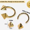 14K Gold 3 Side Pyramid Cone Septum Horseshoe Barbell, Septum ring, Lip Piercing - 14G Body Jewellery Gold Nose Ring