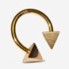 14K Gold 3 Side Pyramid Cone Septum Horseshoe Barbell, Septum ring, Lip Piercing - 14G Body Jewellery Gold Nose Ring