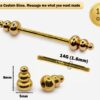 14K Gold Unique Style Barbell Piercing, Nipple Jewelry, Barbell Earrings - 14G Body Jewellery Straight Barbell Stud