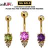 14K Gold Belly Ring - Design Belly Bar with the Highest Quality Crystals Hand Set & Polished - Navel Jewellery for someone Very Special