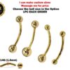 14K Solid Gold 14G Curved Barbell Piercing - Body Piercing for Eyebrow, Lip Studs, Rook Jewelry - Custom Ball Sizes Combination