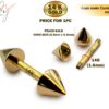 14K Gold Cone Barbell Piercing, Cone Barbell Earrings - 14G Body Piercing Jewellery 6mm to 18mm