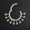 Titanium Septum Clicker Ring, Nose Septum Jewelry with Crown Ball Design - 16g size 8mm Piercing Hinged Ring - Clicker Hoops