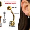 14K Solid Gold Dangle Earrings 16G Curved Barbell with Prong Set CZ Stone - Beautiful Design and Unique Piercing