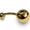 14K Solid Gold Belly Button Ring with Fixed Bottom Hollow Ball Lightweight 14G Navel Piercing size 8mm to 12mm