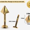 14K Gold Spike Pyramid Labret Stud Lip Jewellery, Lip Piercing Tragus Earring - 14G Body Jewellery Gold Lip Bar