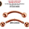 14K Rose Gold 16G Curved Barbell Piercing - 14K Gold Body Piercing for Eyebrow, Lip Studs, Rook Jewelry, Cartilage Bar