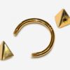 14K Gold 3 Side Pyramid Cone Septum Horseshoe Barbell, Septum ring, Lip Piercing - 14G Body Jewellery Gold Nose Ring