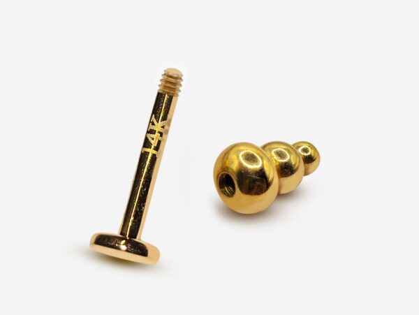 14K Gold Unique Style Labret Stud Lip Jewellery, Lip Piercing Tragus Earring - 14G Body Jewellery Gold Lip Bar