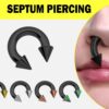 Black Spike Septum Piercing Internally Threaded Horseshoe Barbell CBB/BCR Big Gauge Septum Ring, PA Ring Combination - British Standard