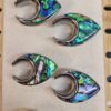 Titanium Saddle Plugs Ear Stretching with Abalone Shell - Ear Tunnels, Reverse Ear Plug Earrings - Body Piercing Jewellery Ear Gauges