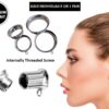 Titanium Double Flared Plugs Ear Stretching with DIY Attachable Dangle Ring - Body Piercing Ear Gauges, Ear Tunnels