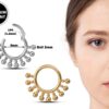 Titanium Septum Clicker Ring, Nose Septum Jewelry with Crown Ball Design - 16g size 8mm Piercing Hinged Ring - Clicker Hoops