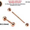 14K Rose Gold 14G Tongue Bar, Nipple Jewellery, Cartilage Barbell Piercing, Nose Bridge - Body Piercing Jewelry