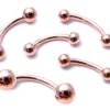 14K Rose Gold 16G Curved Barbell Piercing - 14K Gold Body Piercing for Eyebrow, Lip Studs, Rook Jewelry, Cartilage Bar