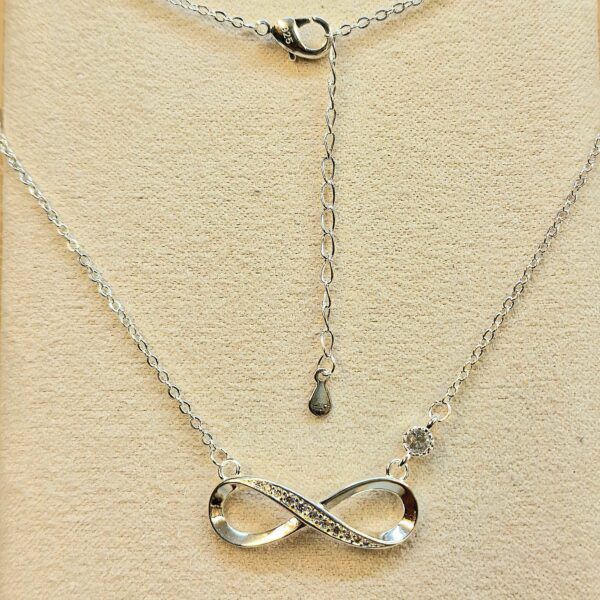 Silver Infinity Stud Earrings and Pendant Necklace Available as a Sets - With CZ Crystals - Endless and Boundless Jewellery