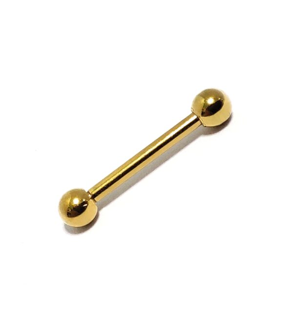 Titanium Gold Tongue Bar 16G 14G Internally Threaded Barbell Piercing, Nipple Jewellery, Barbell Earrings, Ear Cartilage - 6mm to 24mm