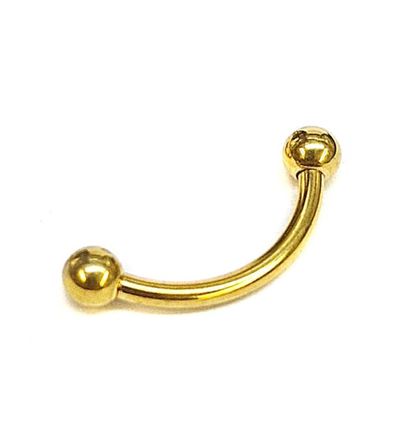 Titanium Gold Eyebrow Piercing 16G 14G Internally Threaded Curved Barbell, Vertical Labret, Rook Earring - 6mm to 12mm