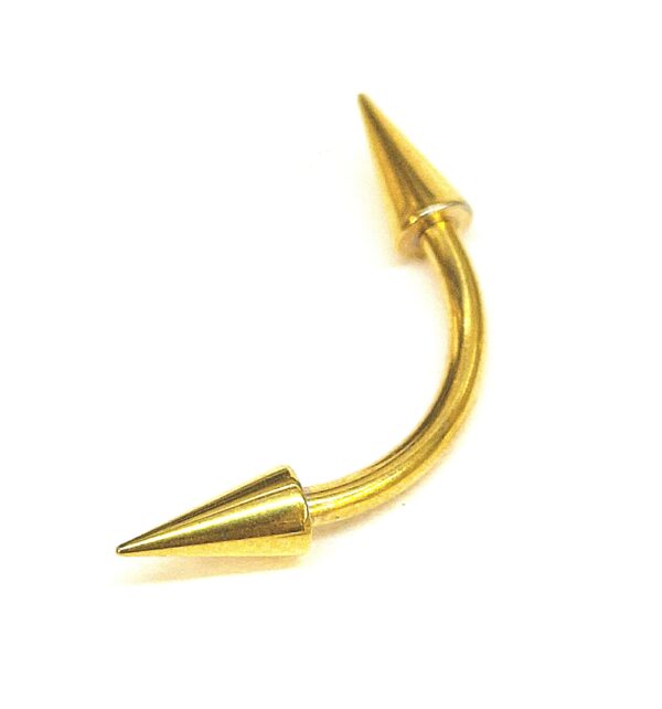 Titanium Gold Spike Eyebrow Jewelry 16G 14G Internally Threaded Curved Barbell Cones/Spike Lip Piercing, Rook Barbell, Cartilage Piercing