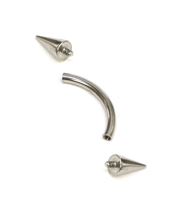 Titanium Spike Eyebrow Jewelry 16G 14G Internally Threaded Curved Barbell Cones/Spike Lip Piercing, Rook Barbell, Cartilage Piercing