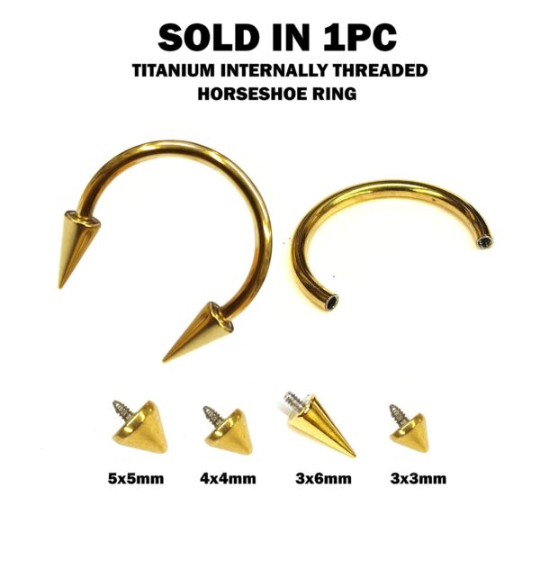 il_fullxfull.6018504258_kt94 Titanium Spike Gold Circular Barbell Internally Threaded 16G 14G Nose Ring Horseshoe Ring CBB/CBR Body Piercing