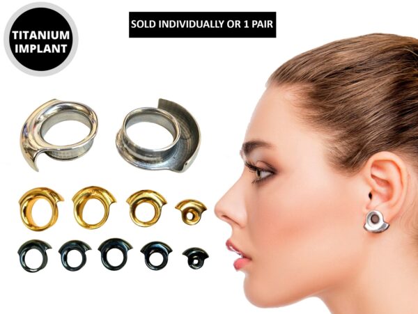 Titanium Wrap Lobe Plugs Ear Tunnel Expander, Flesh Tunnel, Ear Stretching kit - Body Piercing Jewellery Ear Gauges