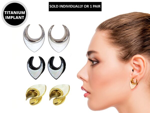 Titanium Saddle Plugs Ear Stretching, Natural Conch Ear Tunnels, Reverse Ear Plug Earrings - Body Piercing Jewellery Ear Gauges