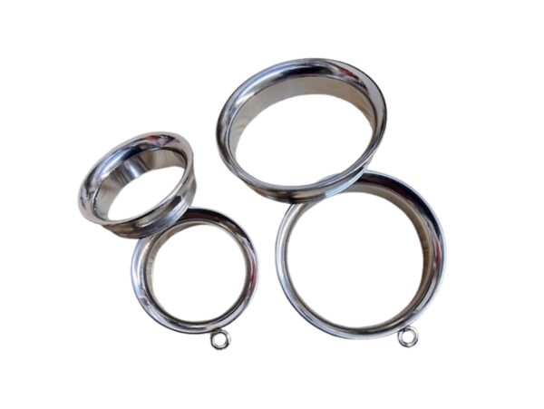 Titanium Double Flared Plugs Ear Stretching with DIY Attachable Dangle Ring - Body Piercing Ear Gauges, Ear Tunnels