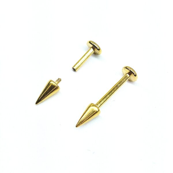 Titanium Cone/Spike Gold Labret Stud Internal Threaded Lip Piercing, Lip Jewellery, Cartilage Earring 16G 14G Body Piercing