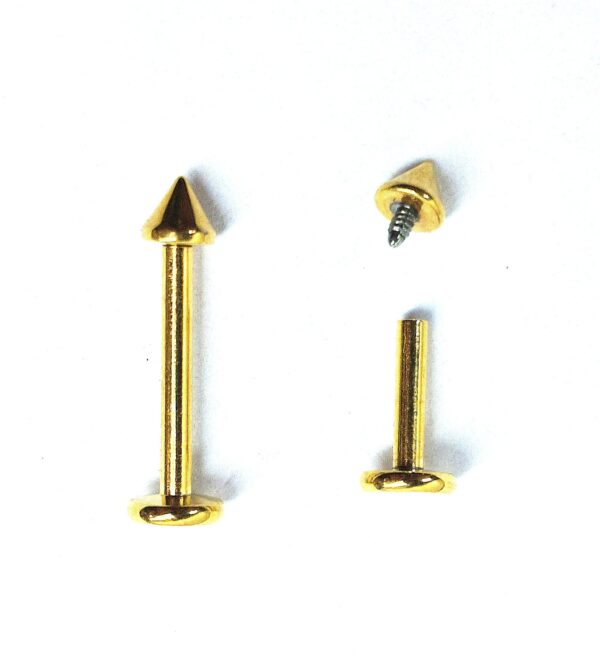 Titanium Cone/Spike Gold Labret Stud Internal Threaded Lip Piercing, Lip Jewellery, Cartilage Earring 16G 14G Body Piercing