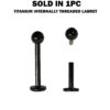 Titanium Black Labret Stud Piercing 16G 14G Internally Threaded Lip Jewellery, Lip Ring, Tragus Earring - 6mm to 12mm