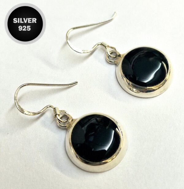 Silver Drop Dangle Earrings and Pendant Sets with Genuine Onyx Stones