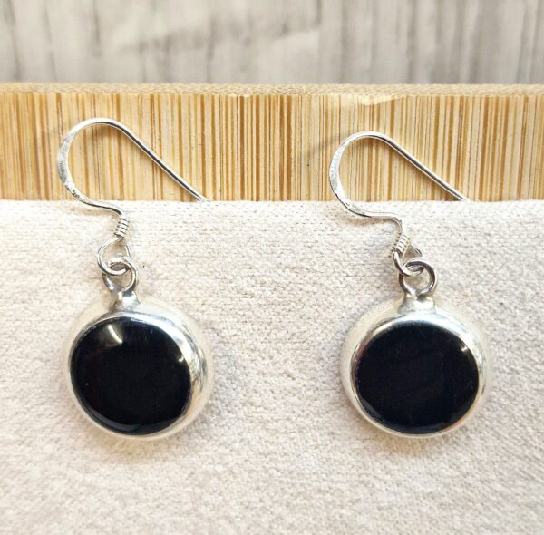 Silver Drop Dangle Earrings and Pendant Sets with Genuine Onyx Stones