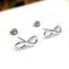 Silver Infinity Stud Earrings and Pendant Necklace Available as a Sets - With CZ Crystals - Endless and Boundless Jewellery