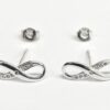 Silver Infinity Stud Earrings and Pendant Necklace Available as a Sets - With CZ Crystals - Endless and Boundless Jewellery