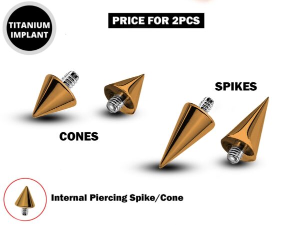 Piercing Spikes Replacement Loose Parts for Internally Threaded Piercing - Titanium Spike and Cones for 16g 14g Barbells Body Piercing