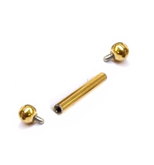 Titanium Gold Tongue Bar 16G 14G Internally Threaded Barbell Piercing, Nipple Jewellery, Barbell Earrings, Ear Cartilage - 6mm to 24mm