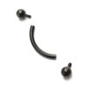 Titanium Black Vertical Labret Piercing 16G 14G Internally Threaded Curved Barbell, Eyebrow Ring, Rook Earring - 6mm to 12mm