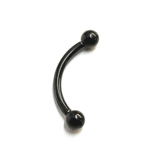 Titanium Black Vertical Labret Piercing 16G 14G Internally Threaded Curved Barbell, Eyebrow Ring, Rook Earring - 6mm to 12mm