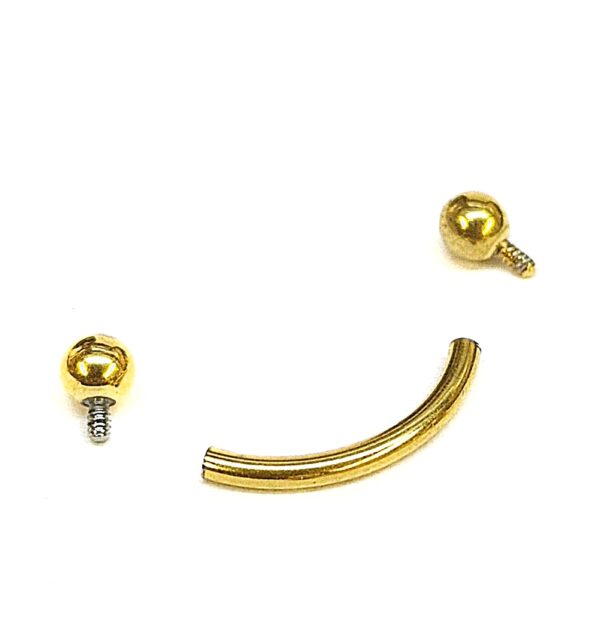 Titanium Gold Eyebrow Piercing 16G 14G Internally Threaded Curved Barbell, Vertical Labret, Rook Earring - 6mm to 12mm