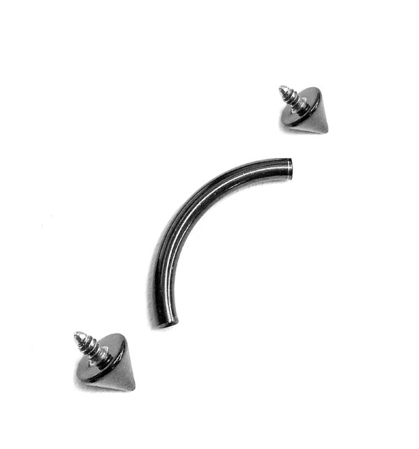 Titanium Black Spike Eyebrow Piercing 16G 14G Internally Threaded Curved Barbell Cones/Spike Lip Piercing, Rook Barbell, Cartilage Piercing