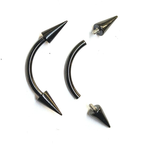 Titanium Black Spike Eyebrow Piercing 16G 14G Internally Threaded Curved Barbell Cones/Spike Lip Piercing, Rook Barbell, Cartilage Piercing