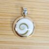 Silver Pendant made of Natural White Shell with Spiral Design - Pendant with Silver Chain Necklace