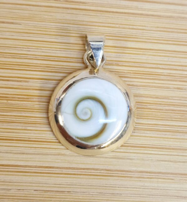 Silver Pendant made of Natural White Shell with Spiral Design - Pendant with Silver Chain Necklace