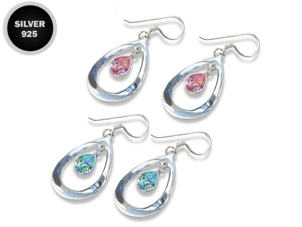 Tear Drop Dangle Earrings - Silver 925 earring with High quality CZ Crystals.