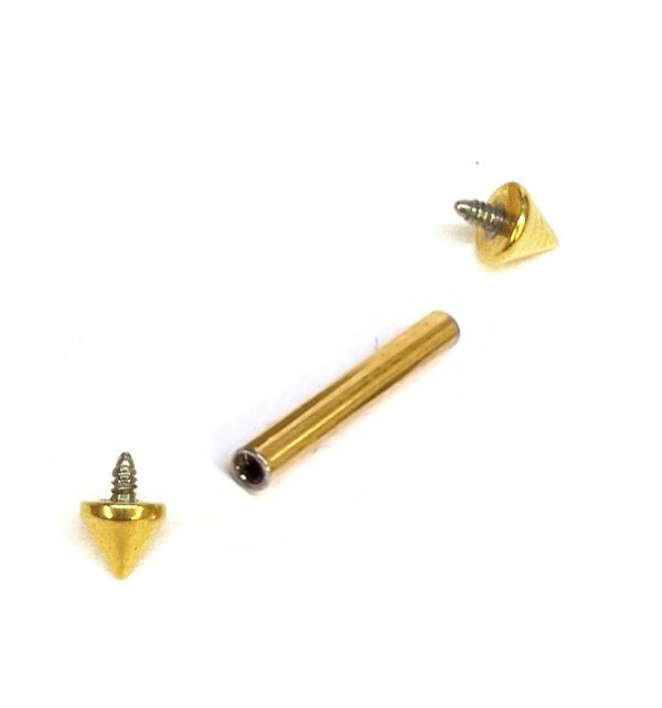 il_fullxfull.6066342077_m8ub Titanium Gold Spike Barbell Nipple Piercing 16G 14G Internally Threaded Cones/Spike Piercing Earring, Nose Bridge, Cartilage Piercing