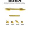 il_fullxfull.6066342085_nbjx Titanium Gold Spike Barbell Nipple Piercing 16G 14G Internally Threaded Cones/Spike Piercing Earring, Nose Bridge, Cartilage Piercing