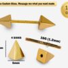 14K Real Gold 4 Side Spike Pyramid Barbell Piercing, Nipple Jewelry, Barbell Earrings - 16G Body Jewellery Straight Barbell Stud