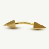 14K Gold Spike Pyramid Curved Barbell Piercing, Eyebrow Piercing, Cartilage Piercing, Belly Ring - 16G Body Jewellery Gold Bent Bar